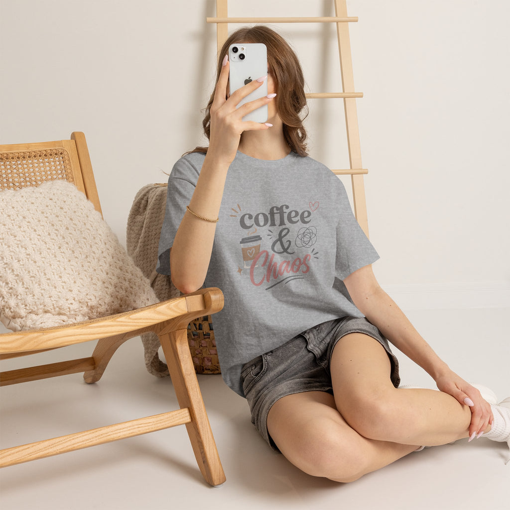 Coffee & Chaos Tee — Cute Coffee Lover Graphic T-Shirt