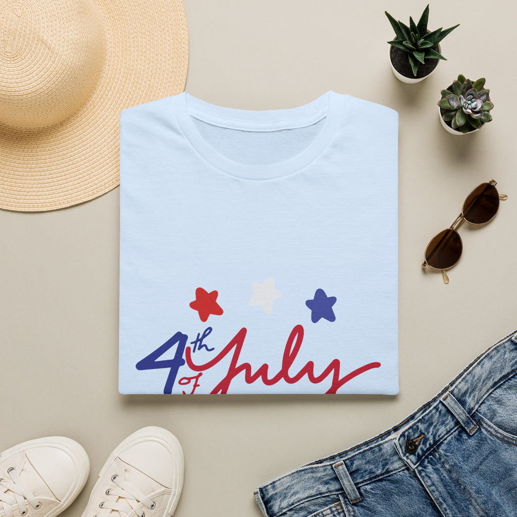 4th of July T-Shirt — Red, White & Blue Star Script Tee