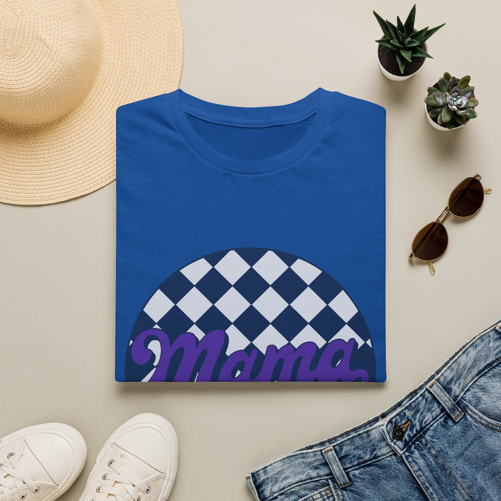 Mama Checkerboard T-Shirt — Retro Lavender Mom Tee