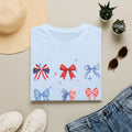 Patriotic Bow Pattern T-Shirt — Red White & Blue Ribbon Graphic