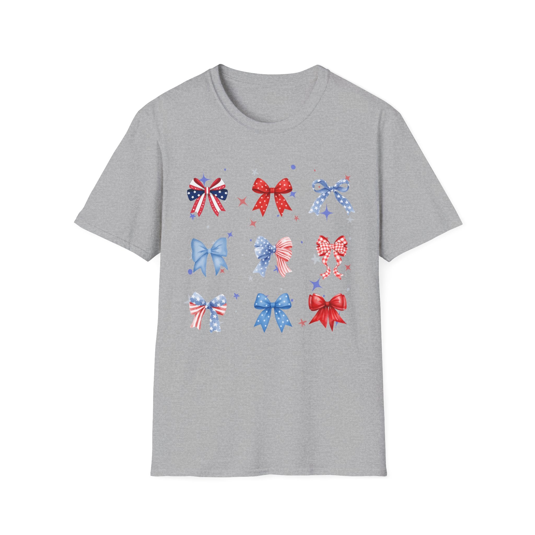 Patriotic Bow Pattern T-Shirt — Red White & Blue Ribbon Graphic