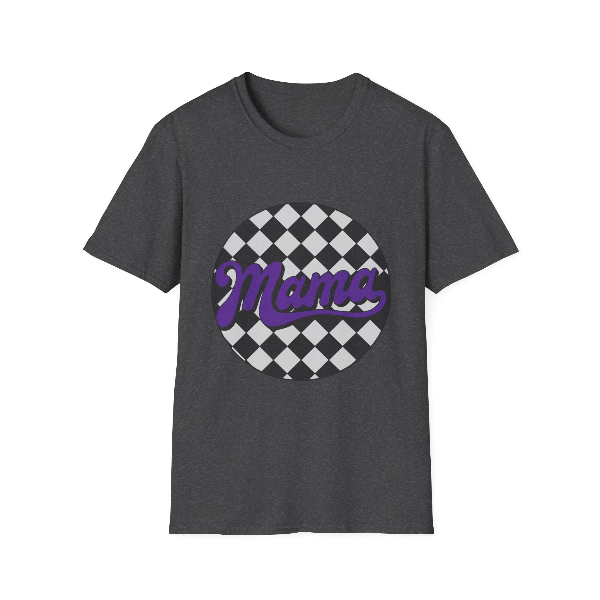 Mama Checkerboard T-Shirt — Retro Lavender Mom Tee