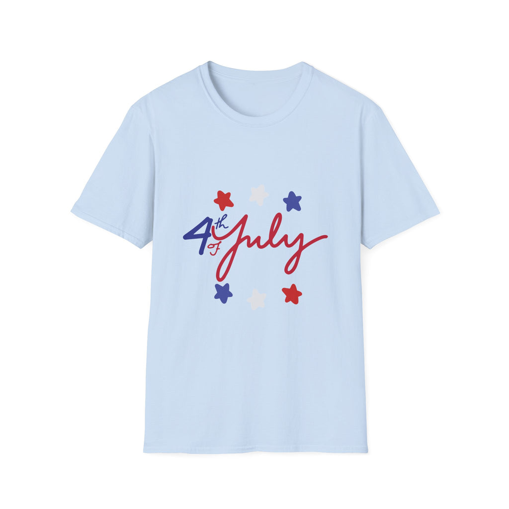 4th of July T-Shirt — Red, White & Blue Star Script Tee