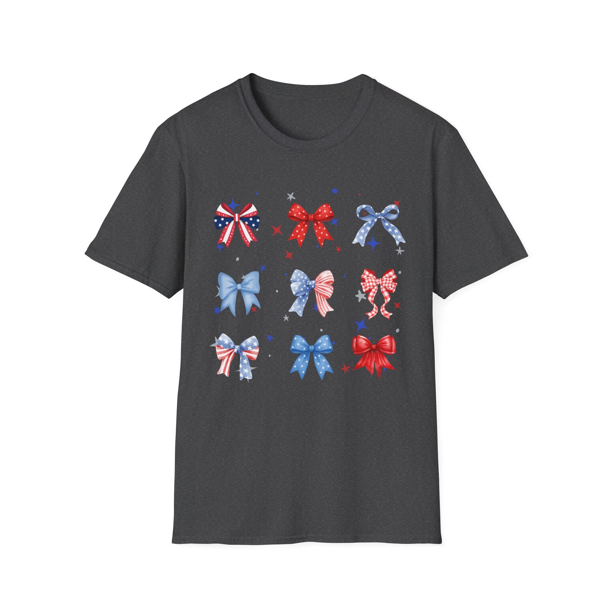 Patriotic Bow Pattern T-Shirt — Red White & Blue Ribbon Graphic