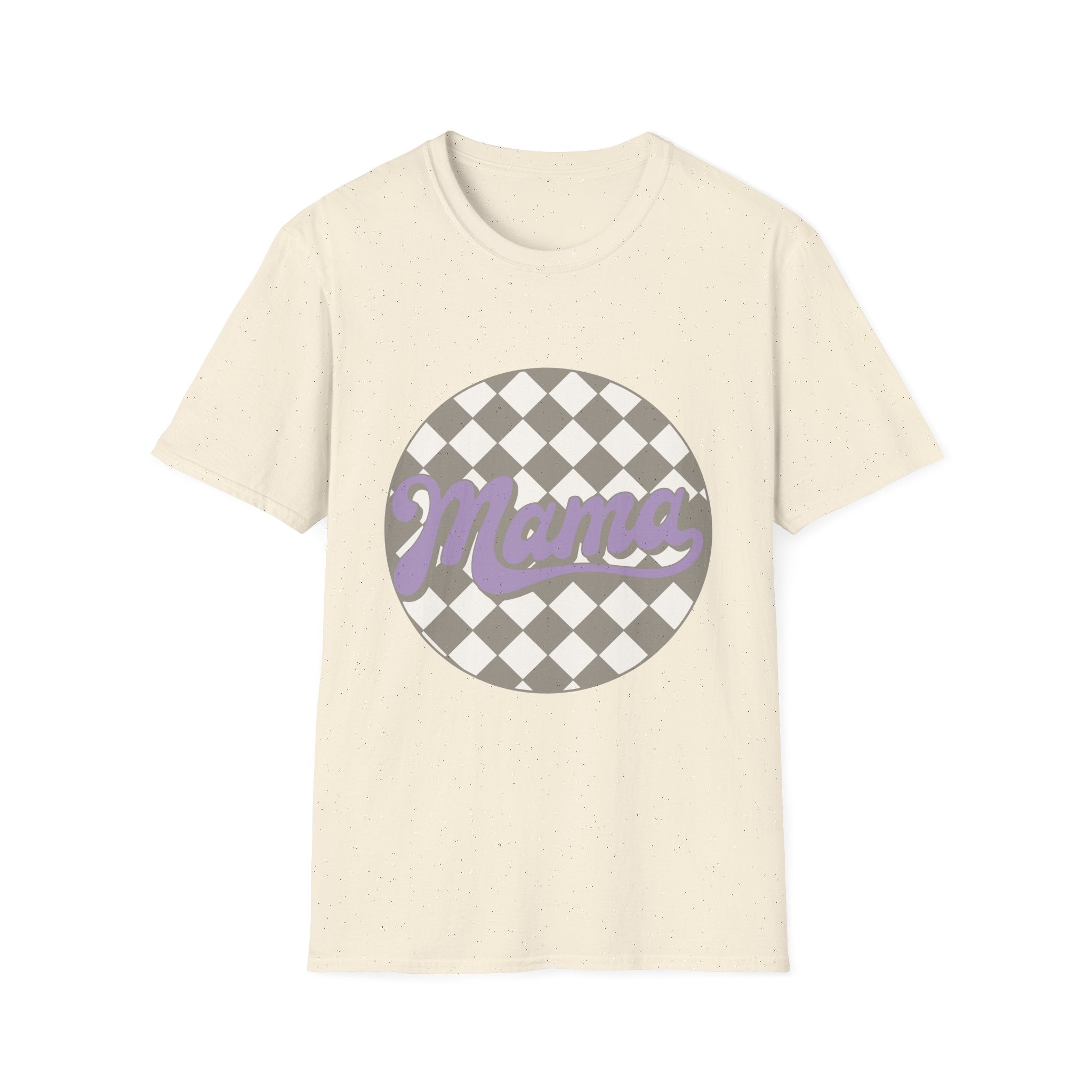 Mama Checkerboard T-Shirt — Retro Lavender Mom Tee