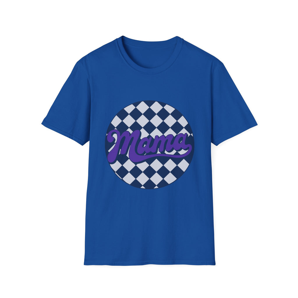 Mama Checkerboard T-Shirt — Retro Lavender Mom Tee