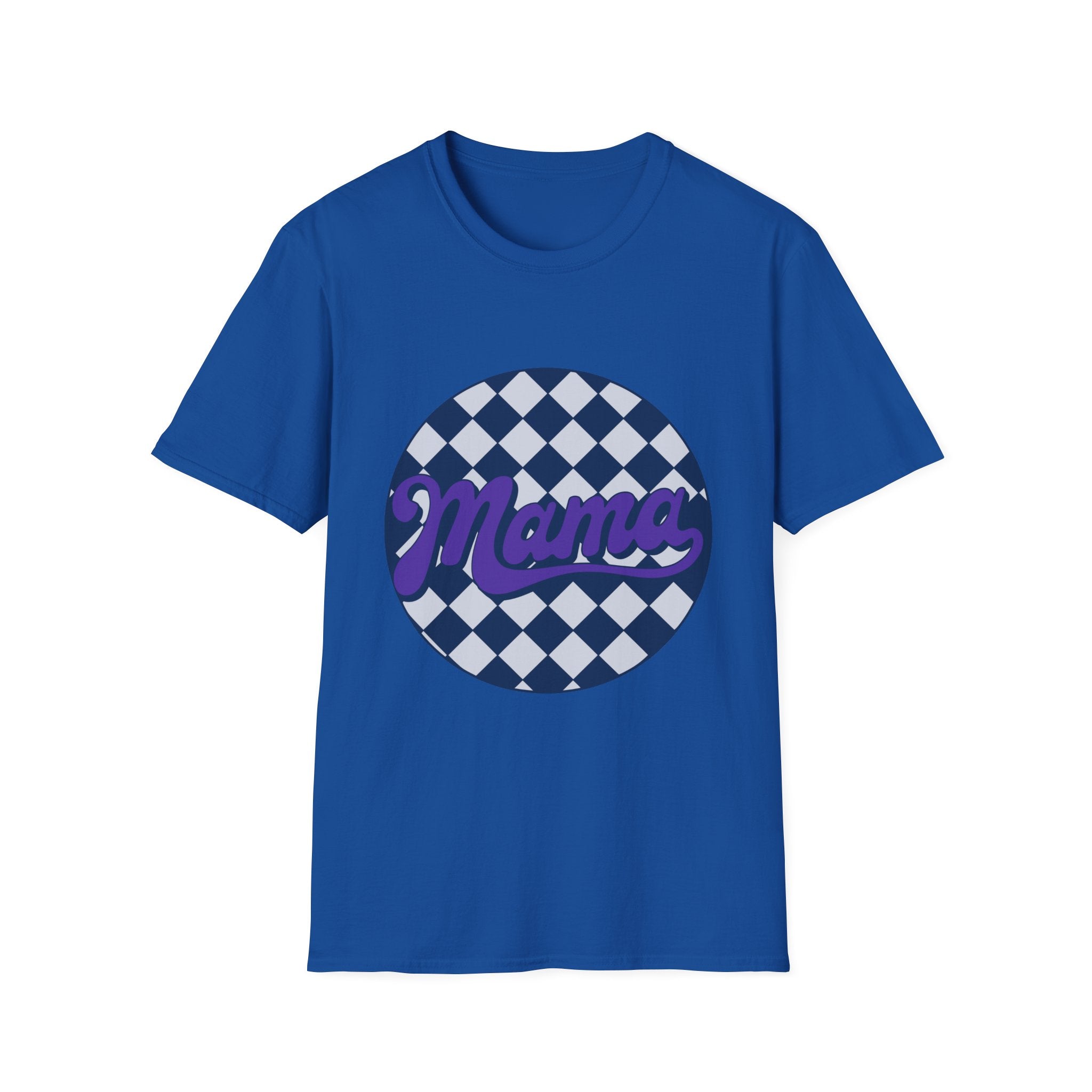 Mama Checkerboard T-Shirt — Retro Lavender Mom Tee