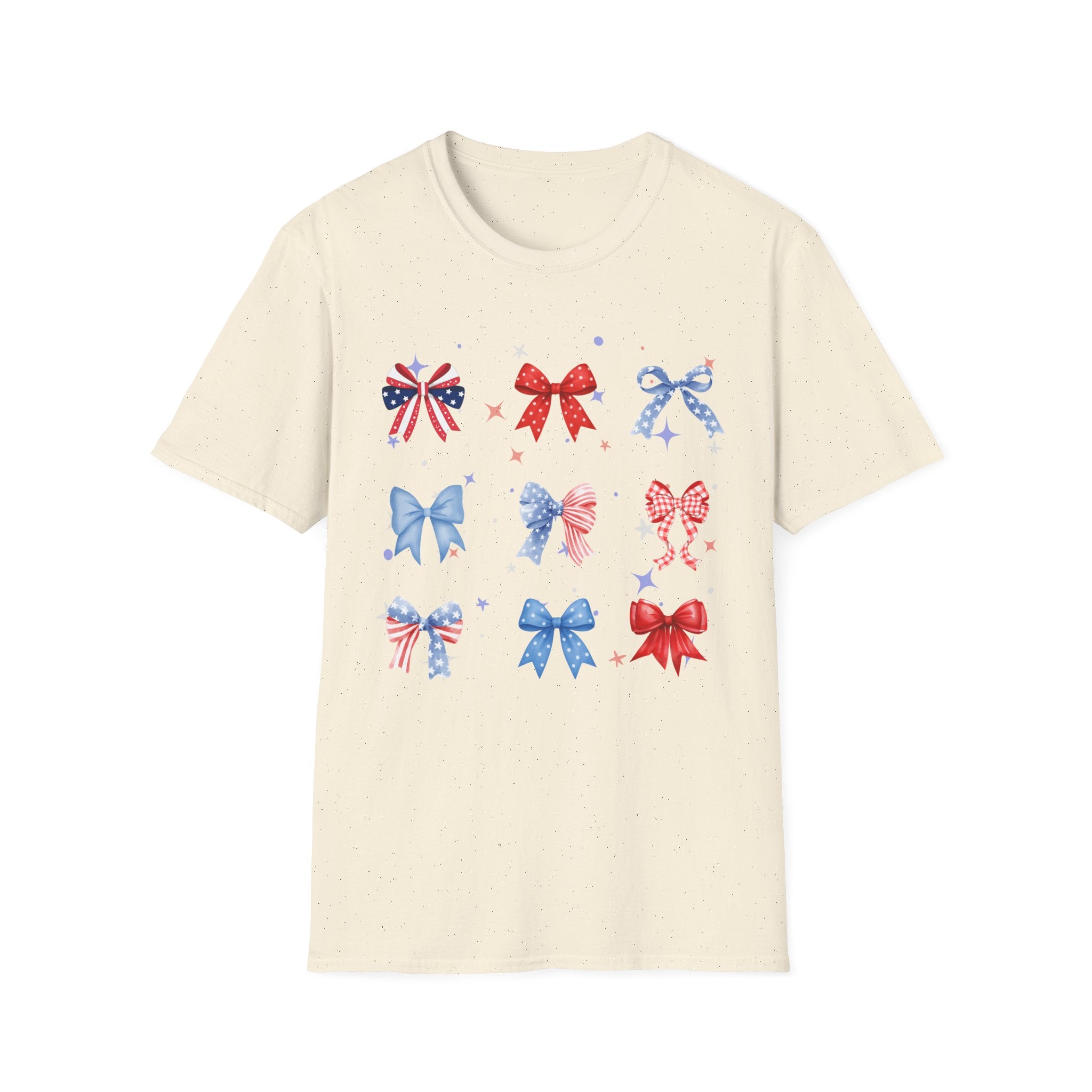 Patriotic Bow Pattern T-Shirt — Red White & Blue Ribbon Graphic