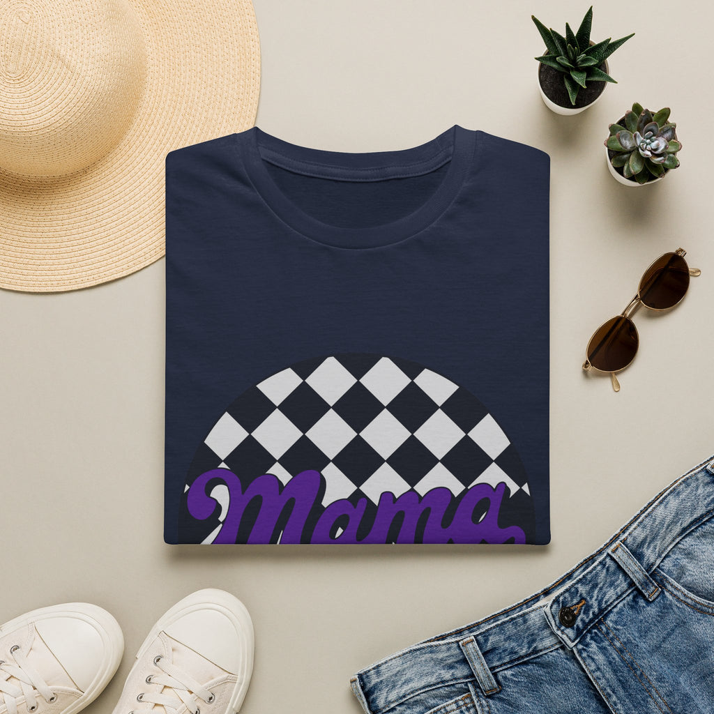 Mama Checkerboard T-Shirt — Retro Lavender Mom Tee