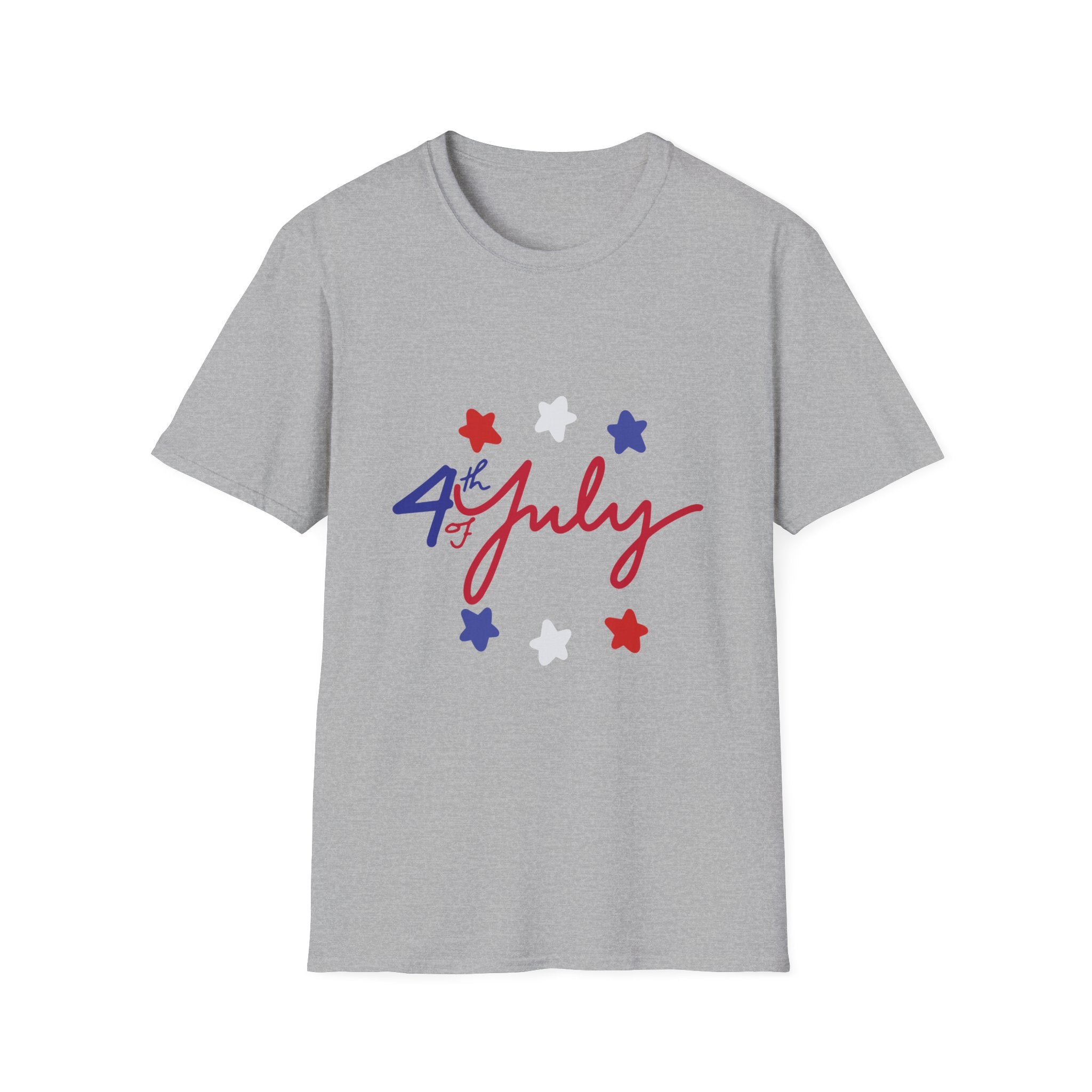 4th of July T-Shirt — Red, White & Blue Star Script Tee