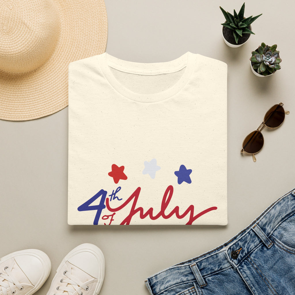 4th of July T-Shirt — Red, White & Blue Star Script Tee