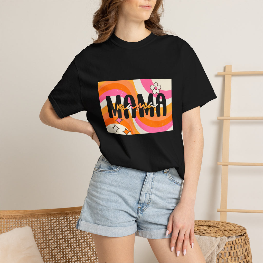 Mama Retro Wave T-Shirt — Vintage 70s Floral Graphic Tee for Moms