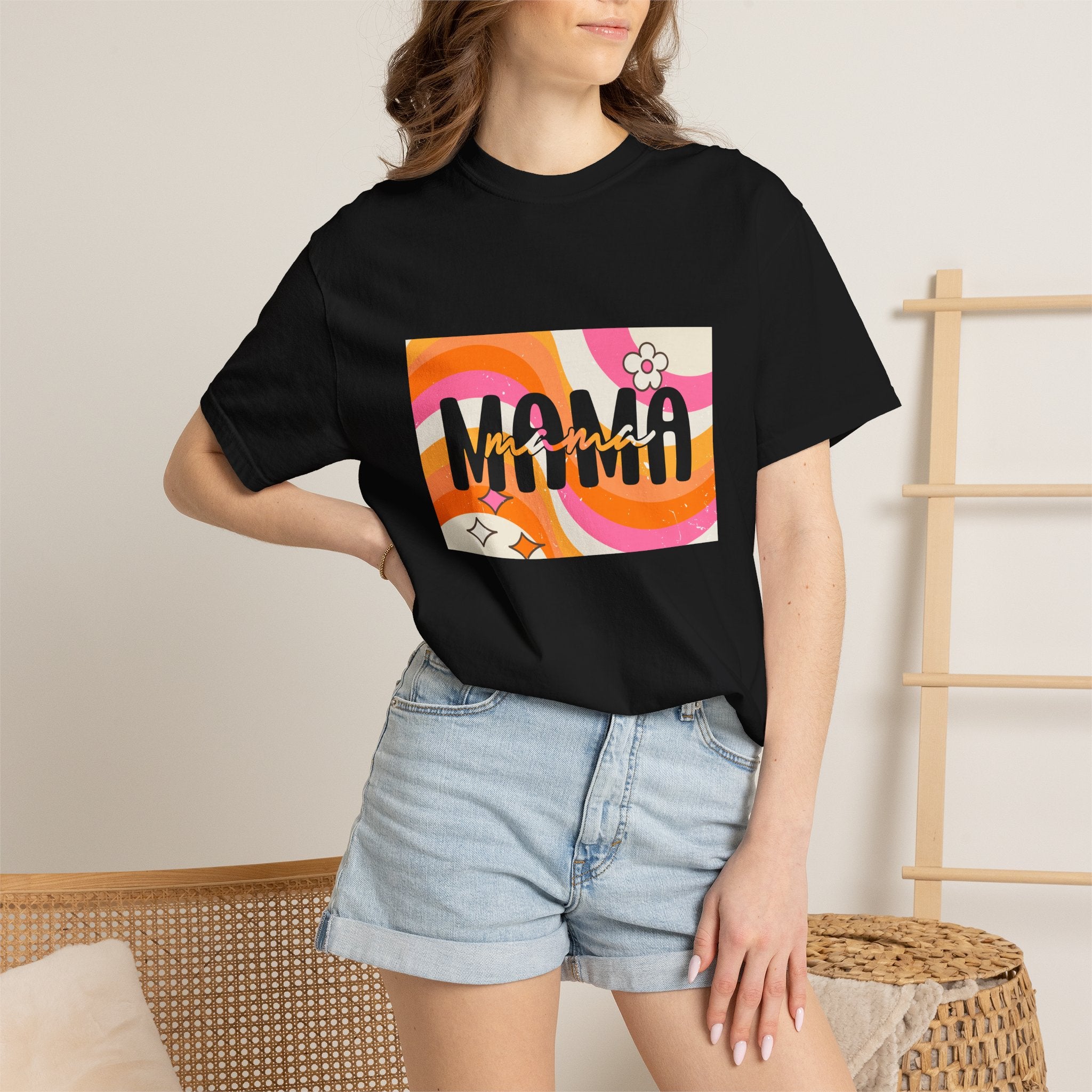 Mama Retro Wave T-Shirt — Vintage 70s Floral Graphic Tee for Moms